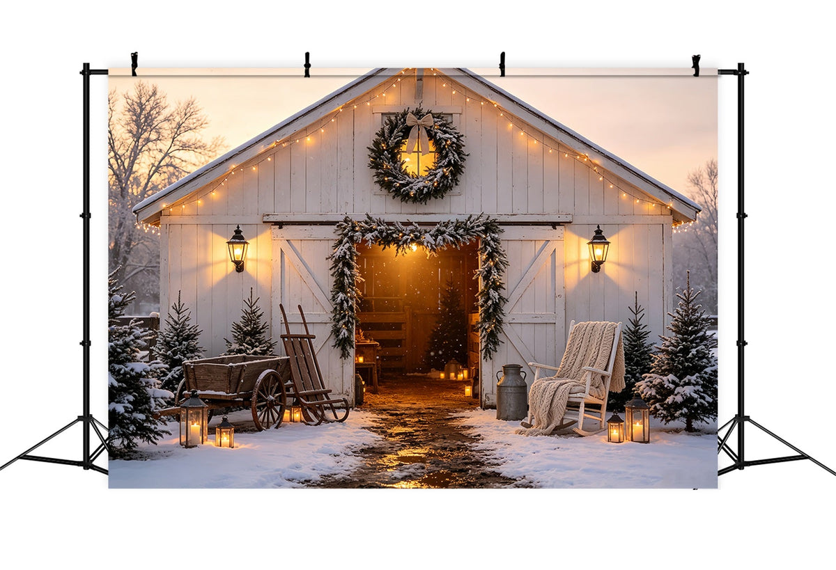 Décor De Porte De Grange De Noël Lueur Hivernale Des Lanternes De Grange Décors De Noël CSH68-62