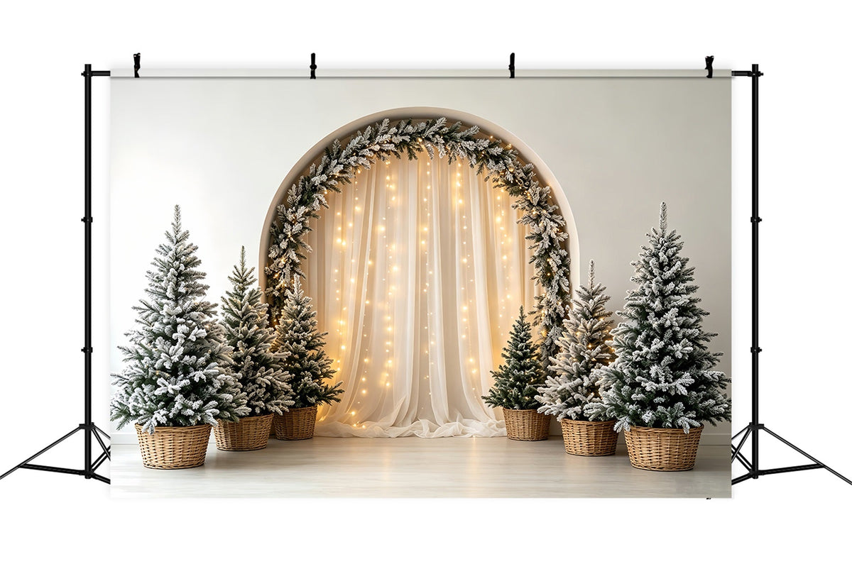 Décor De Noël Bohème Pins À Arches Givrées Décor Photographique De Noël CSH68-66