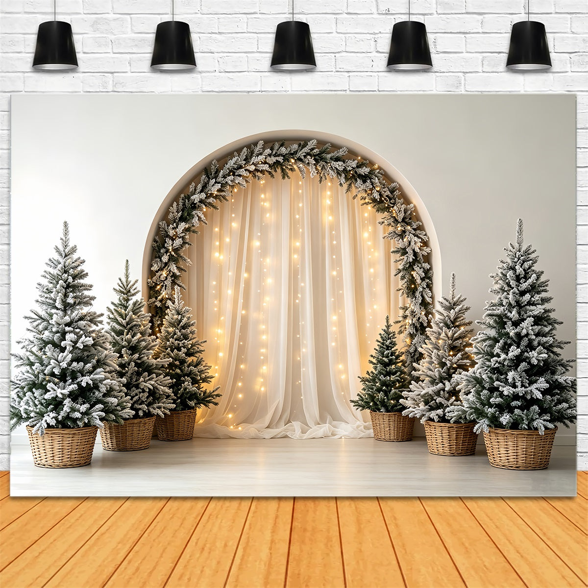 Décor De Noël Bohème Pins À Arches Givrées Décor Photographique De Noël CSH68-66