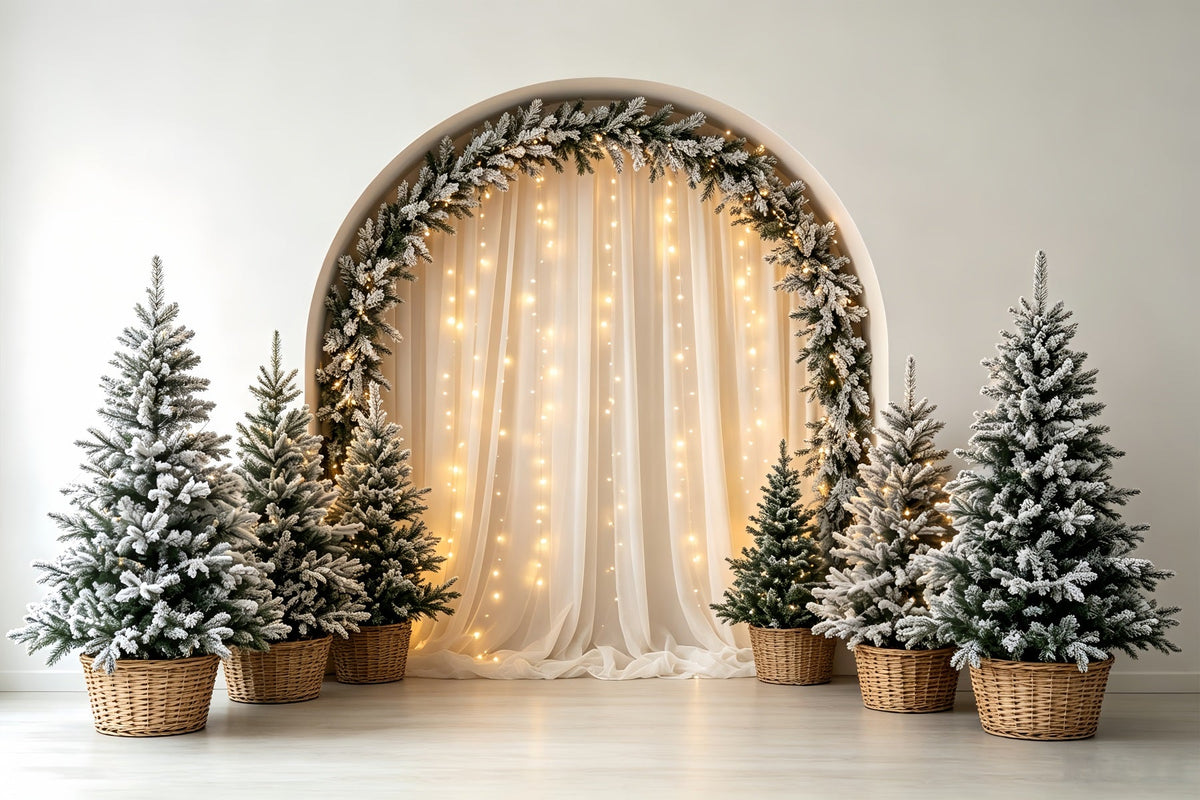 Décor De Noël Bohème Pins À Arches Givrées Décor Photographique De Noël CSH68-66