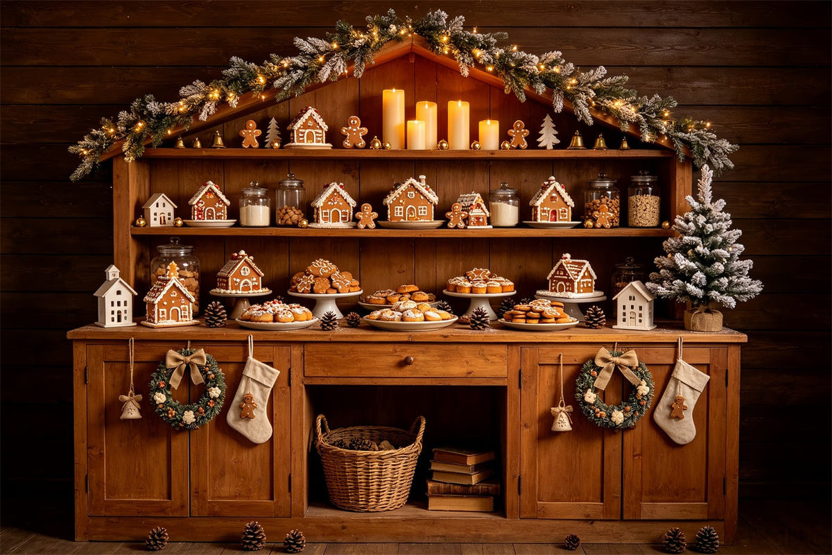 Décor De Boulangerie De Noël Étagère Cabane En Pain D'Épice Décors Photo De Noël CSH68-69