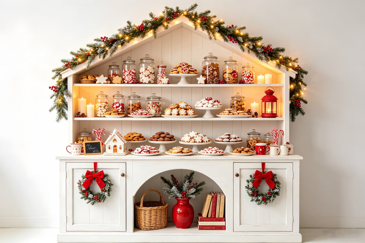 Décor De Boulangerie De Noël Étagère White Candy Cottage Décor De Studio De Noël CSH68-70