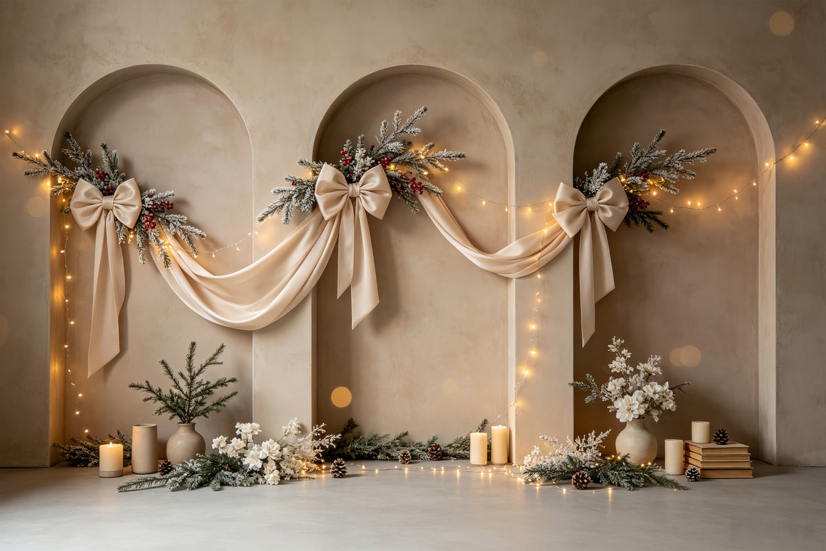 Décor De Noël Bohème Décoration Élégante En Ruban D'Arche Décors De Noël Pour Photos CSH68-75