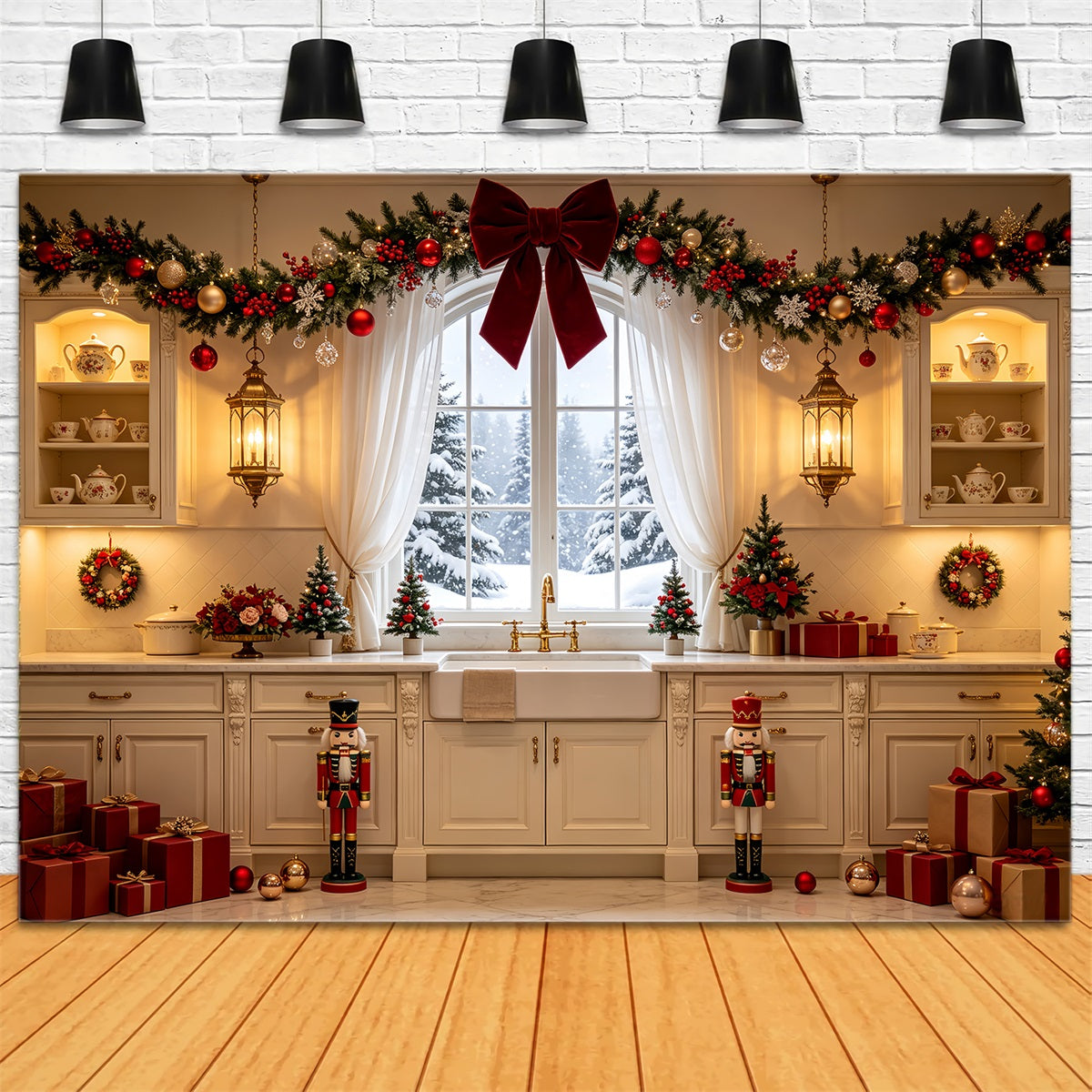 Décor De Noël Pour La Cuisine Présentoir De Boîte Cadeau Rouge Décor De Noël Pour Studio CSH68-77