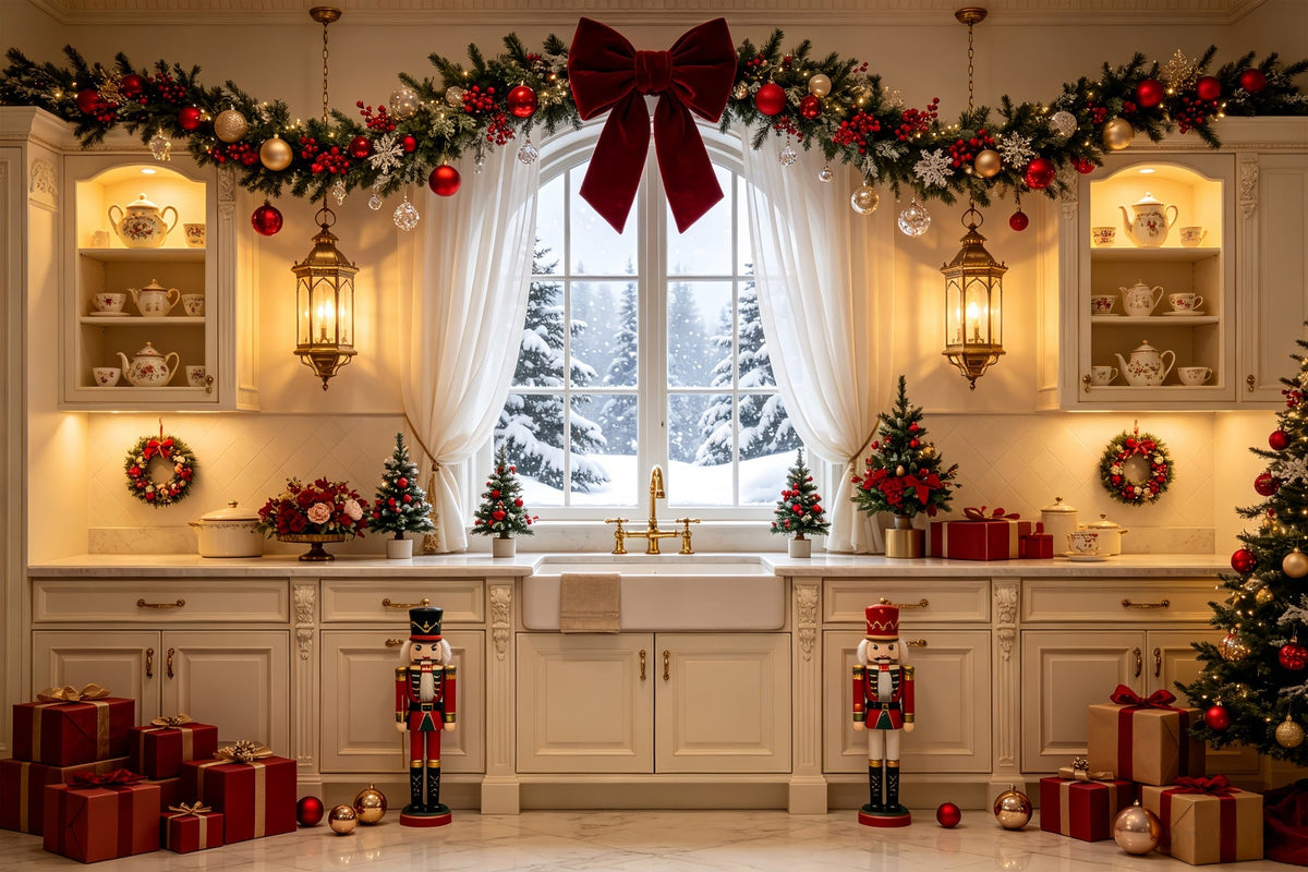 Décor De Noël Pour La Cuisine Présentoir De Boîte Cadeau Rouge Décor De Noël Pour Studio CSH68-77