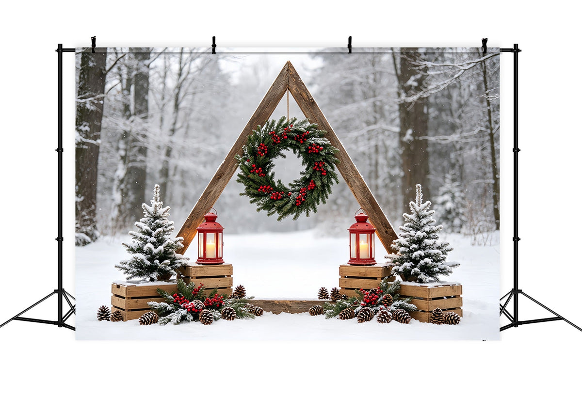 Forêt De Noël En Toile De Fond Couronne D'Arche Rustique En Forêt Décors De Noël Pour Studio CSH68-78