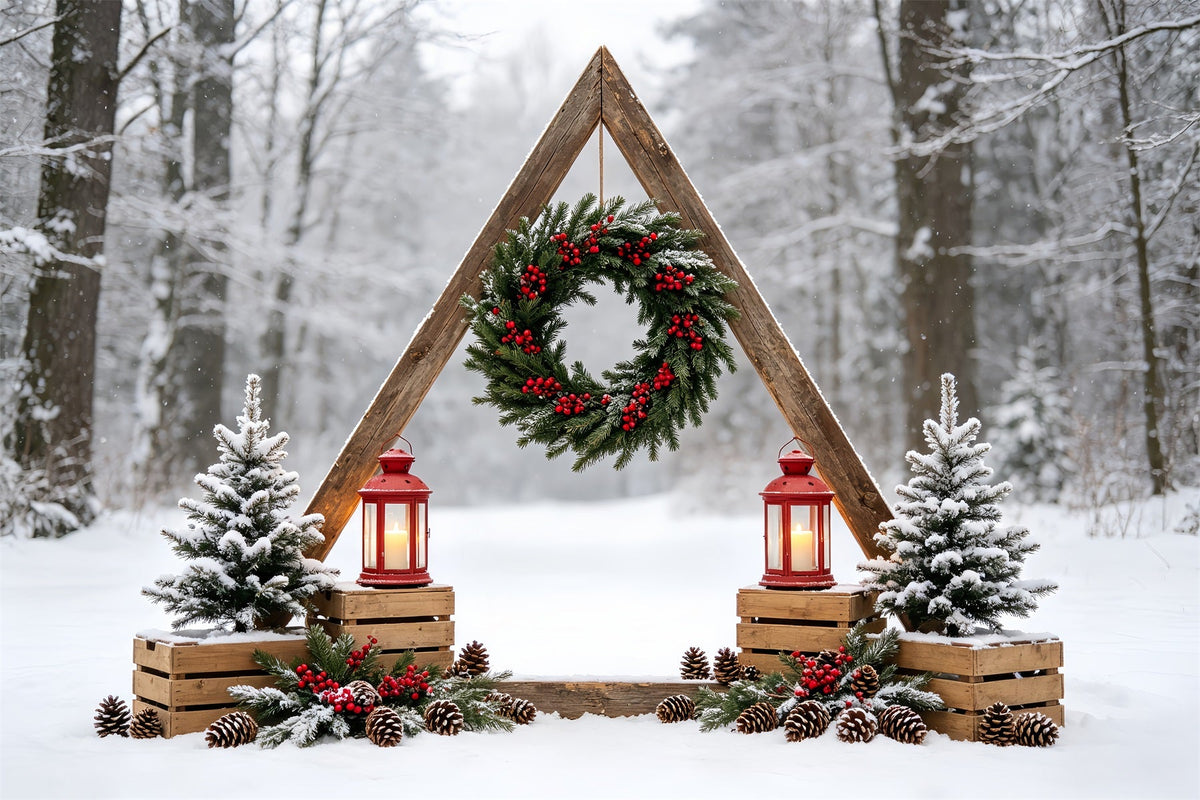 Forêt De Noël En Toile De Fond Couronne D'Arche Rustique En Forêt Décors De Noël Pour Studio CSH68-78
