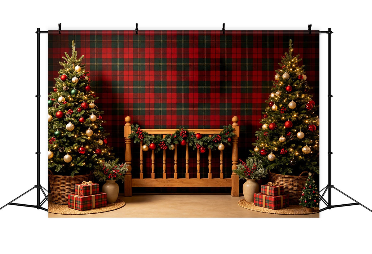 Tête De Lit De Noël Décoration De Chambre De Noël À Carreaux Décors Photo De Noël CSH68-92
