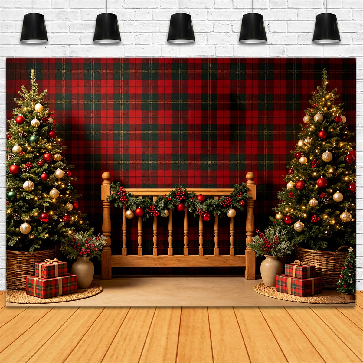 Tête De Lit De Noël Décoration De Chambre De Noël À Carreaux Décors Photo De Noël CSH68-92