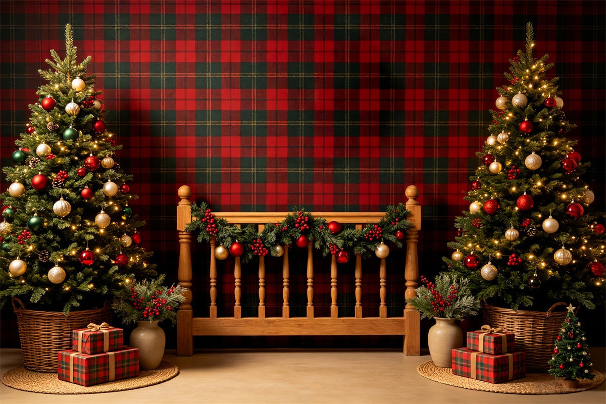 Tête De Lit De Noël Décoration De Chambre De Noël À Carreaux Décors Photo De Noël CSH68-92
