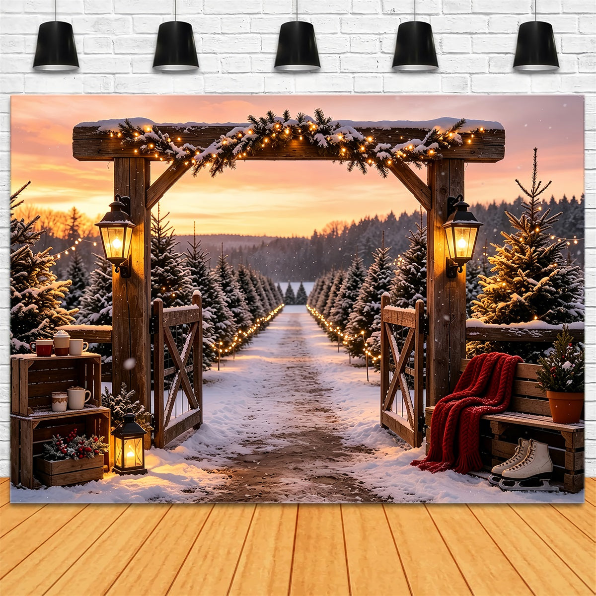Décor De Ferme De Sapins De Noël Entrée De La Porte Snowy Pine Décors De Noël Professionnels CSH68-95
