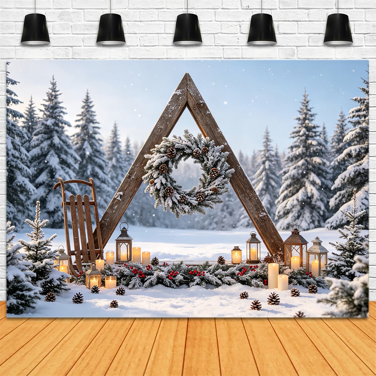 Forêt De Noël En Toile De Fond Arche De Forêt Enneigée Décors Photographiques De Noël CSH68-96