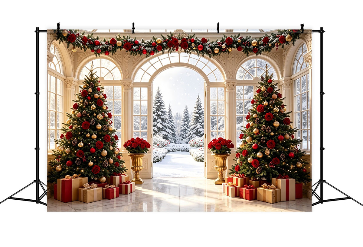 Décor De Porte De Noël Rose Conservatory Snow View Grand Décor De Noël CSH69-1