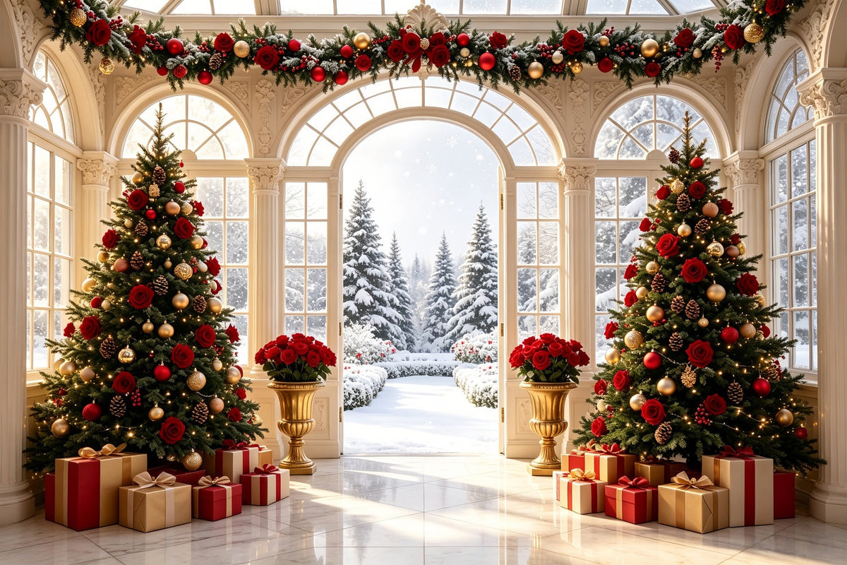 Décor De Porte De Noël Rose Conservatory Snow View Grand Décor De Noël CSH69-1