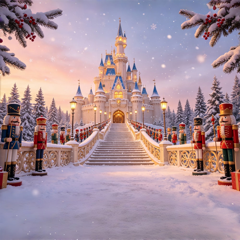 Décor De Noël Casse-Noisette Entrée Du Château De La Forêt Enneigée Décors De Studio Pour Noël CSH69-10