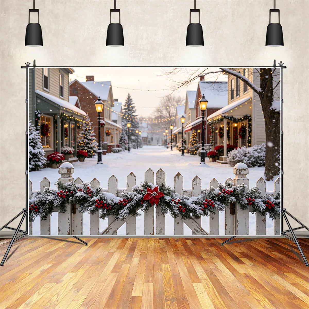Décor De Village De Noël Clôture De Rue Festive Décor De Noël Pour Studio CSH69-14