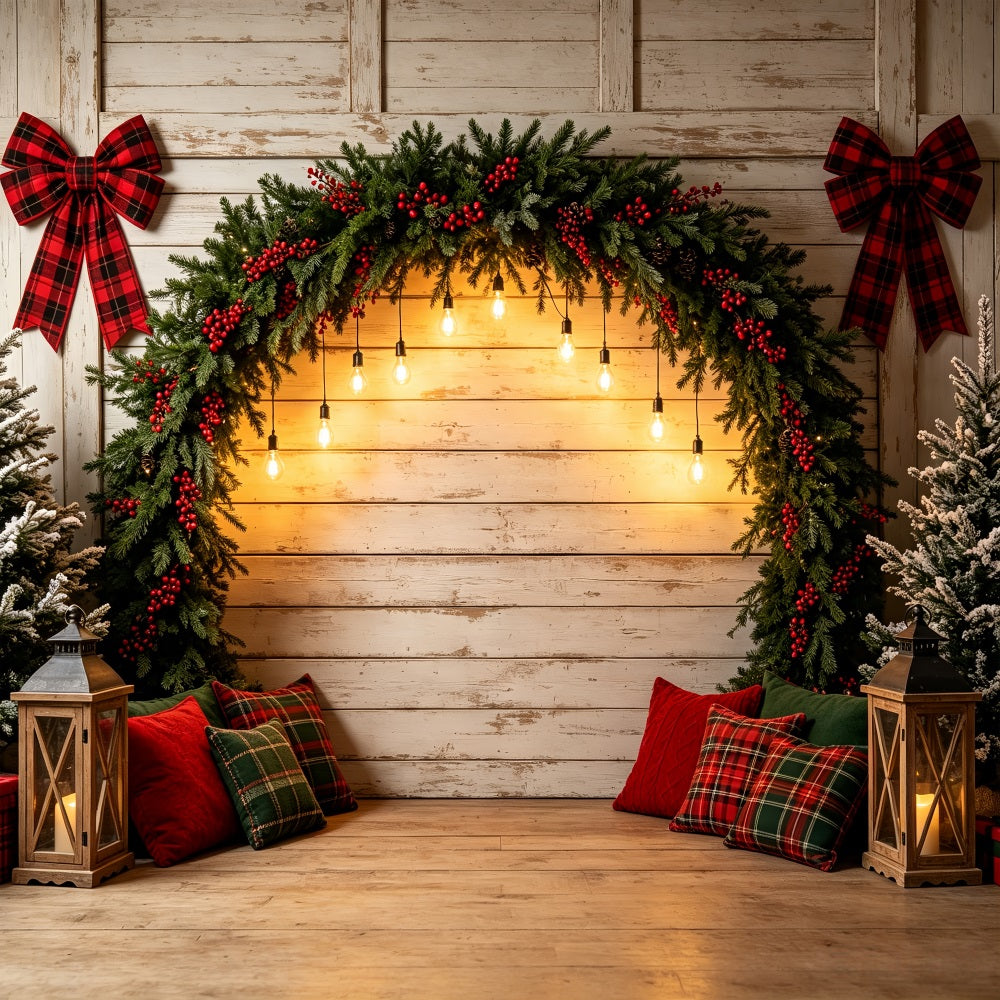 Arche De Noël En Toile De Fond Arche Lumineuse Rustique Avec Guirlande Décors De Noël Pour Studio CSH69-15