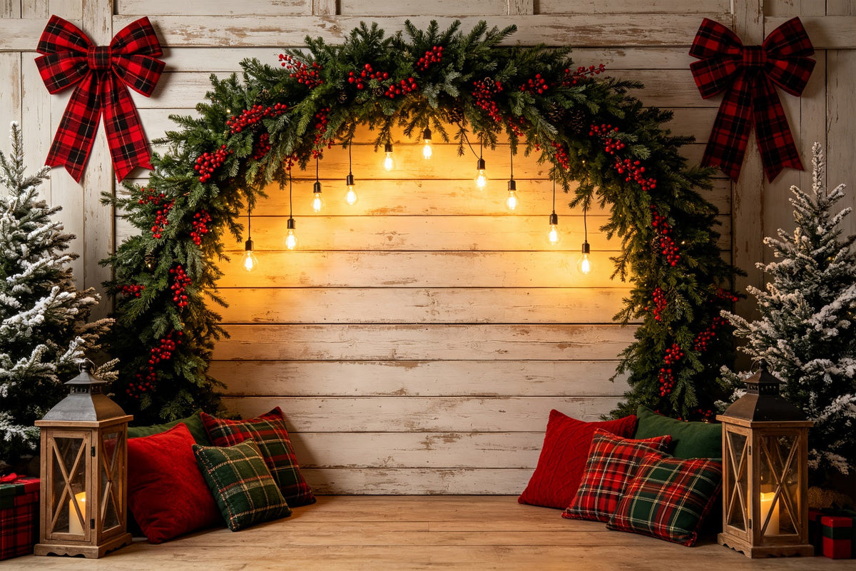 Arche De Noël En Toile De Fond Arche Lumineuse Rustique Avec Guirlande Décors De Noël Pour Studio CSH69-15