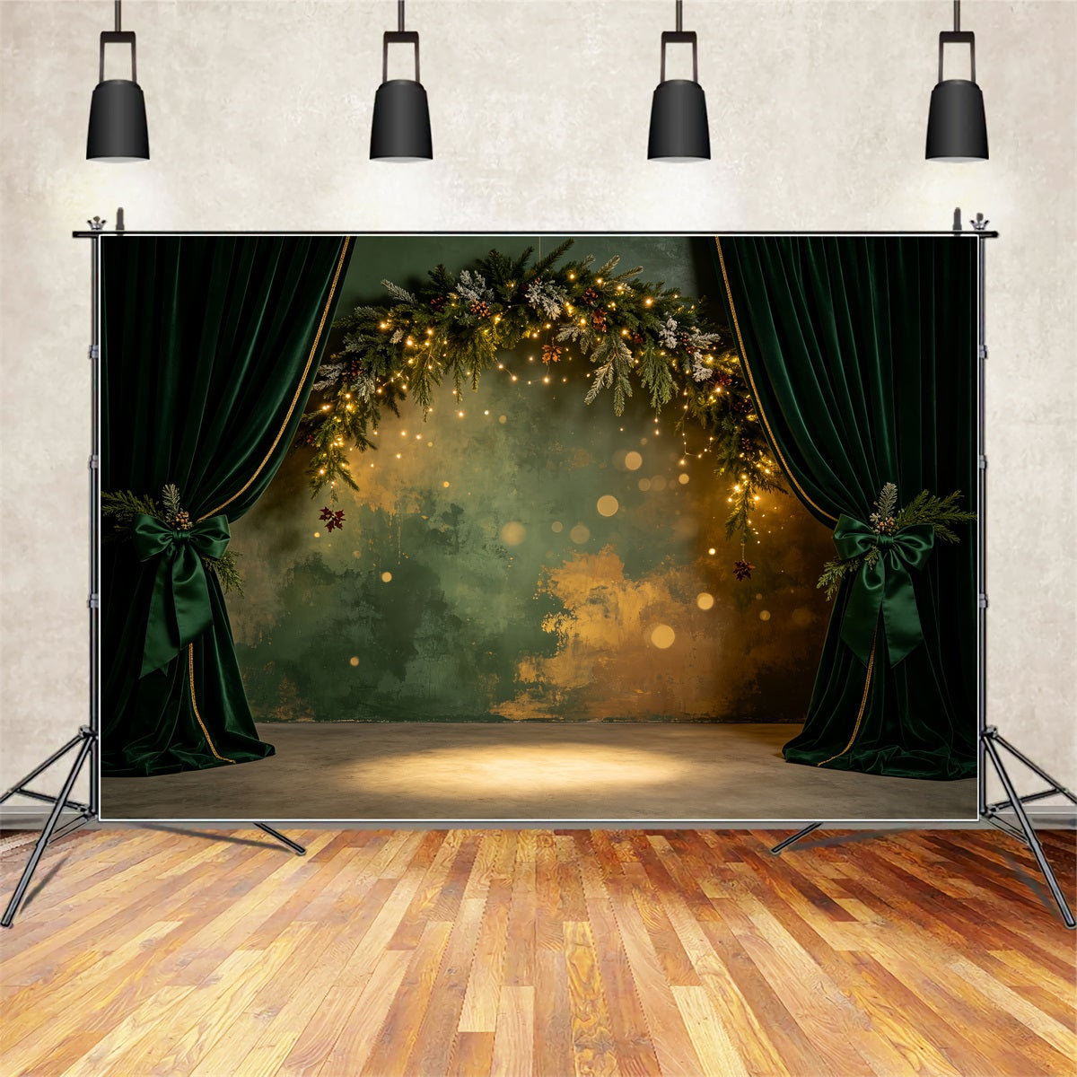 Décor Mural De Noël Arche De Guirlande En Velours Émeraude Décor Intérieur De Noël CSH69-18