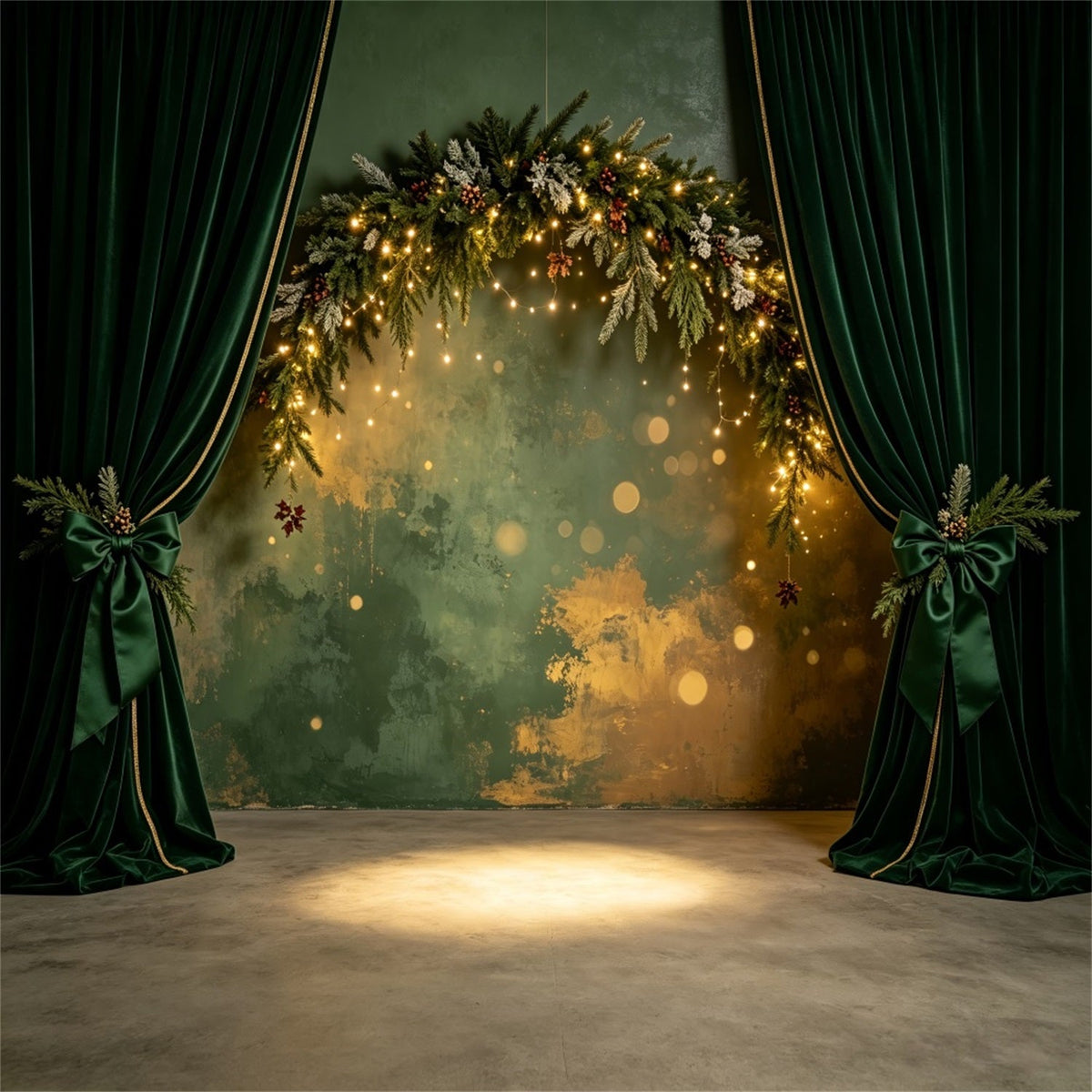 Décor Mural De Noël Arche De Guirlande En Velours Émeraude Décor Intérieur De Noël CSH69-18