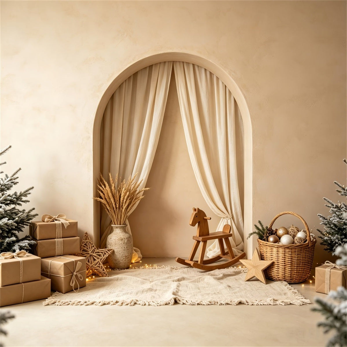 Décor De Noël Bohème Cheval À Bascule À Arche Neutre Décors De Noël CSH69-2