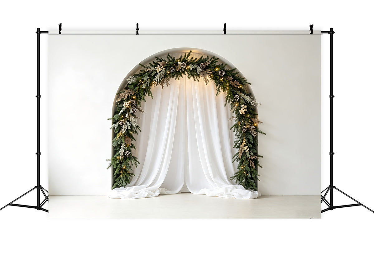 Fond Blanc De Noël Arche De Guirlande De Draperie Élégante Décor De Noël CSH69-26