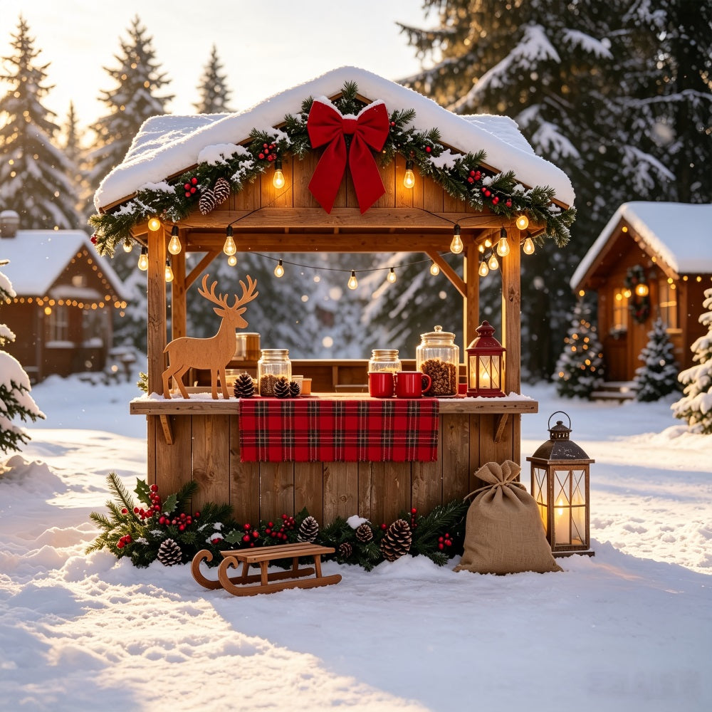 Décor De Noël Enneigé Stand De Marché Rustique D'Hiver Décors De Noël CSH69-27