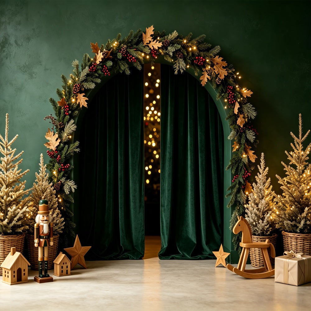 Fond Vert De Noël Décoration Casse-Noisette Arche D'Émeraude Décor Photographique De Noël CSH69-3