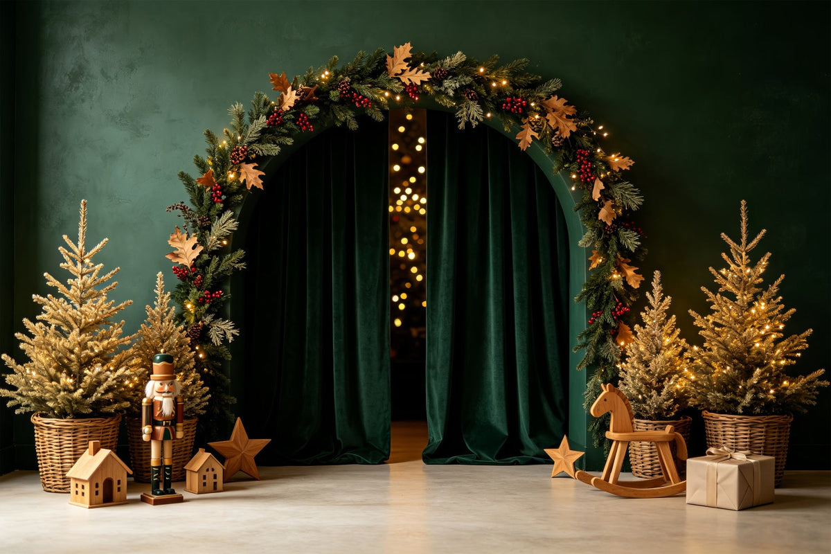 Fond Vert De Noël Décoration Casse-Noisette Arche D'Émeraude Décor Photographique De Noël CSH69-3
