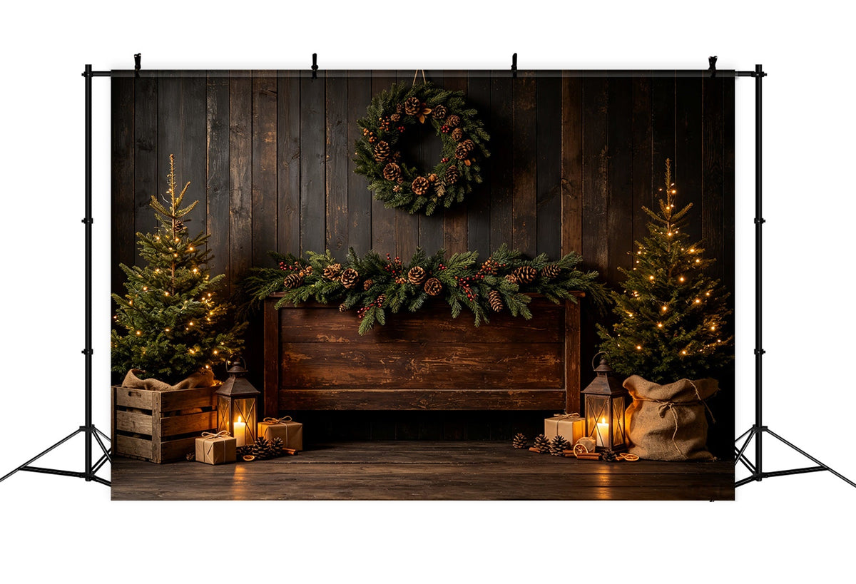 Fond De Noël En Bois Lanterne Rustique En Pin Décor De Noël CSH69-30