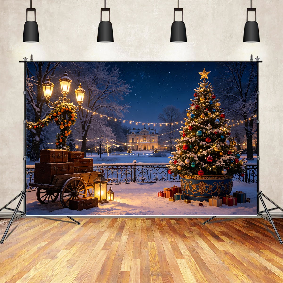 Décor De Noël D'Hiver Chariot À Arbres De Grande Propriété Décors De Noël CSH69-39