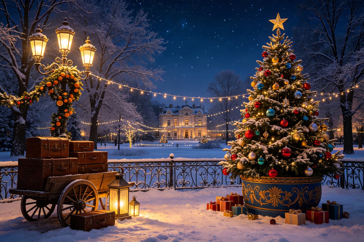 Décor De Noël D'Hiver Chariot À Arbres De Grande Propriété Décors De Noël CSH69-39
