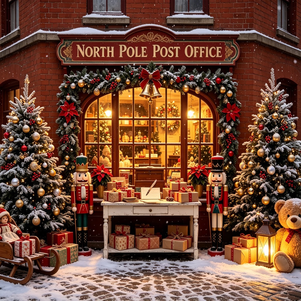 Décor De Noël Extérieur Bureau De Poste Du Pôle Nord Décors Photographiques De Noël CSH69-4