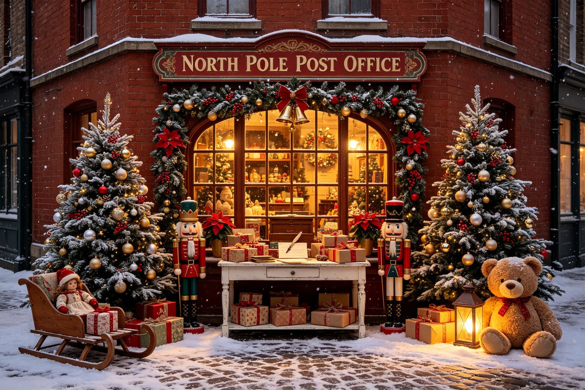 Décor De Noël Extérieur Bureau De Poste Du Pôle Nord Décors Photographiques De Noël CSH69-4