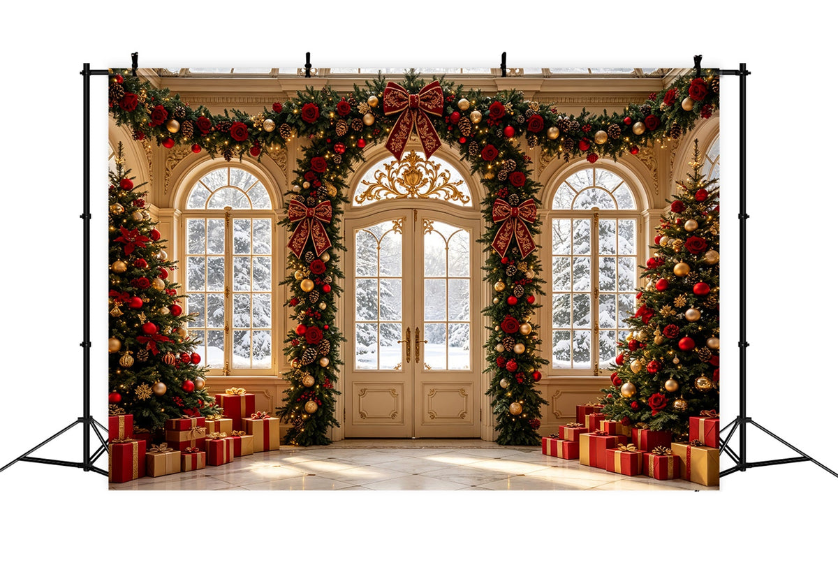 Décor De Noël Pour Salon Entrée Principale De La Guirlande De Roses Décors Muraux De Noël CSH69-43