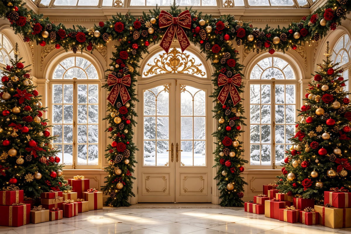 Décor De Noël Pour Salon Entrée Principale De La Guirlande De Roses Décors Muraux De Noël CSH69-43