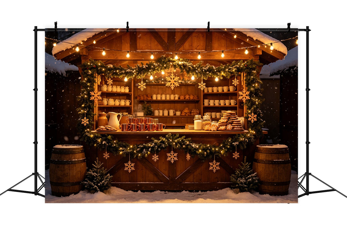 Décor De Noël D'Hiver Stand De Marché De Biscuits Flocons De Neige Fond Photographique De Noël CSH69-45
