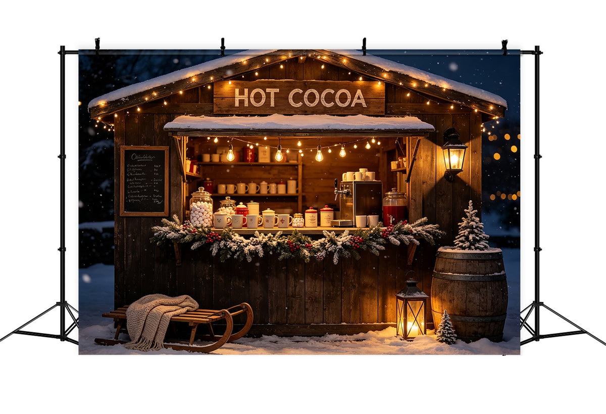 Décor De Magasin De Noël Stand De Chocolat Chaud Rustique Décors Photo De Noël CSH69-5