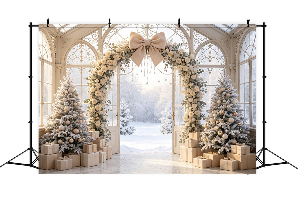 Décor De Noël Enneigé Arche Florale Ivoire Décors De Noël Pour Studio CSH69-52