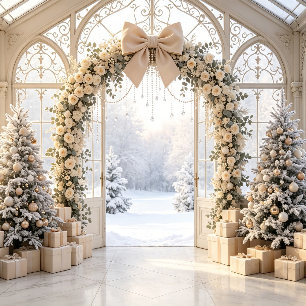 Décor De Noël Enneigé Arche Florale Ivoire Décors De Noël Pour Studio CSH69-52