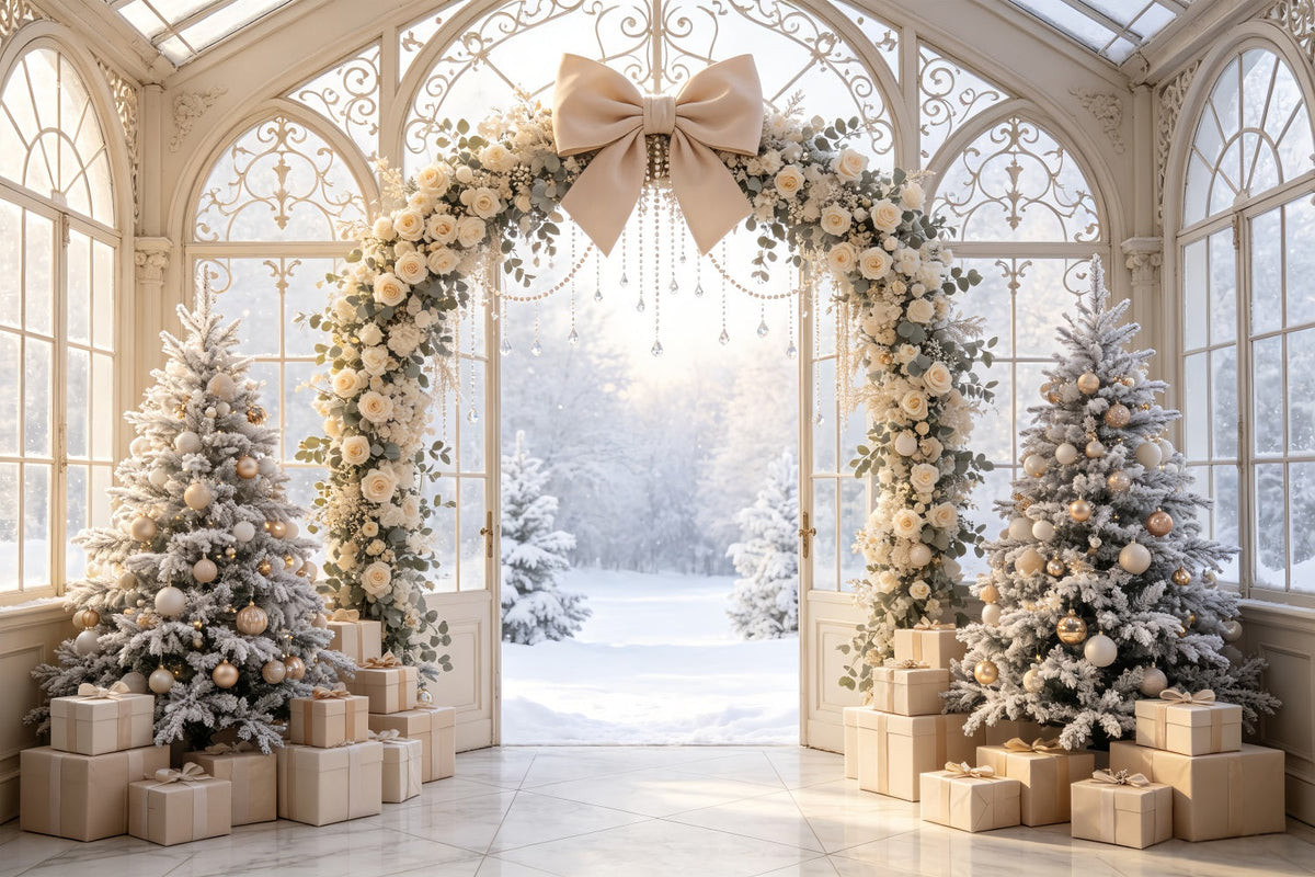 Décor De Noël Enneigé Arche Florale Ivoire Décors De Noël Pour Studio CSH69-52