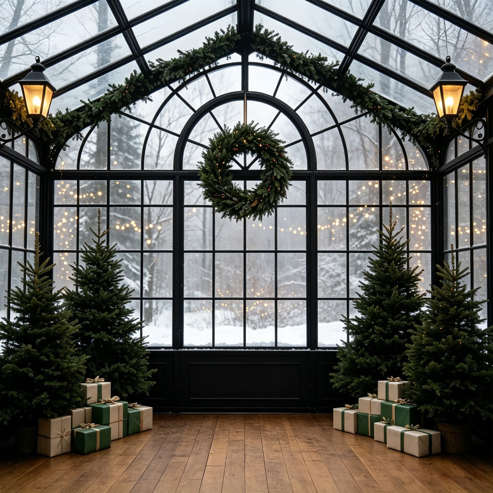 Décor De Verdure De Noël Arche De Couronnes De La Serre Enneigée Décor Intérieur De Noël CSH69-55