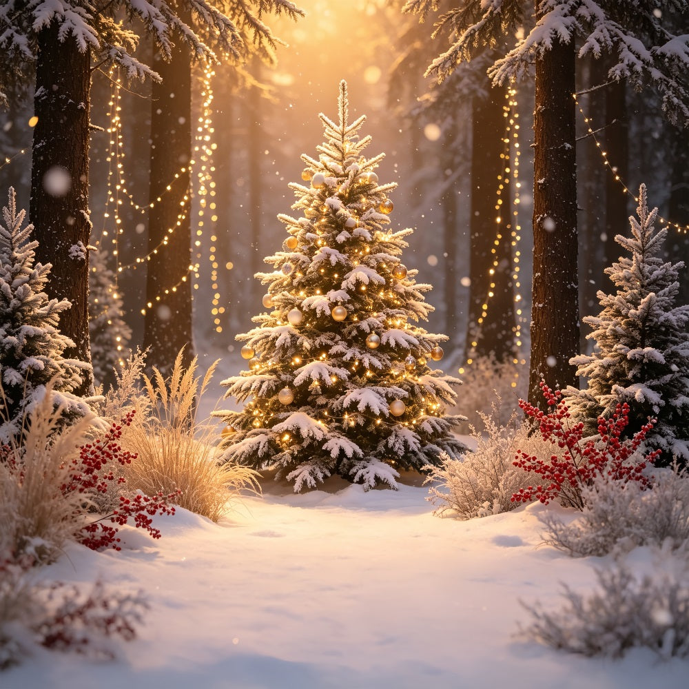 Fond De Sapin De Noël Lumières Scintillantes Des Arbres De La Forêt Décor De Studio De Noël CSH69-7