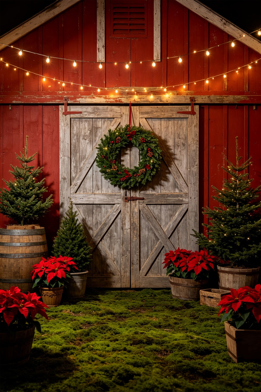 Décor De Noël De L'Ouest Couronne Rustique De Porte De Grange Décor De Noël Extérieur CSH69-85