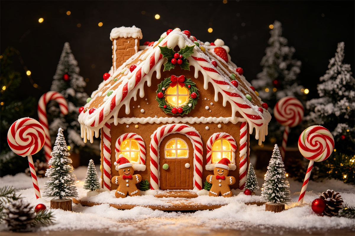 Fond Photo En Pain D'Épice Maison De Bonbons Cottage Décors De Maisons En Pain D'Épice CSH69-87
