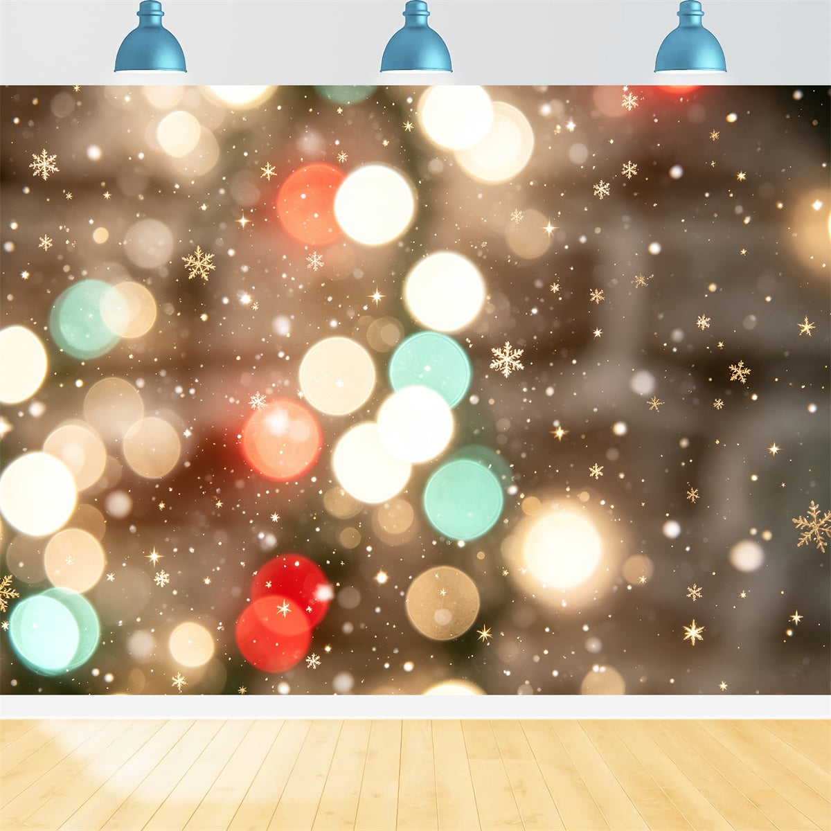 Fond De Lumières De Noël Bokeh De Flocons De Neige Festifs Fond Photo De Noël Haute Résolution CSH69-94