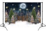 Toile de fond de lune de nuit d'arbre de Noël pour la photographie D820
