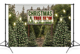Toile de fond de lumières de chaîne de ferme d'arbre de Noël pour la photographie D830