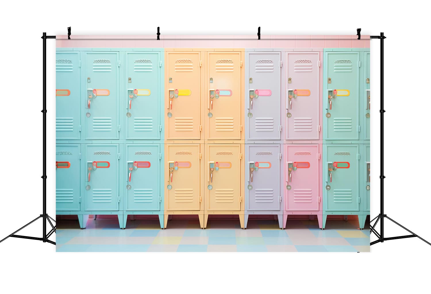 Toile de Fond de Vestiaires Colorés pour la Rentrée Scolaire DBD7-27