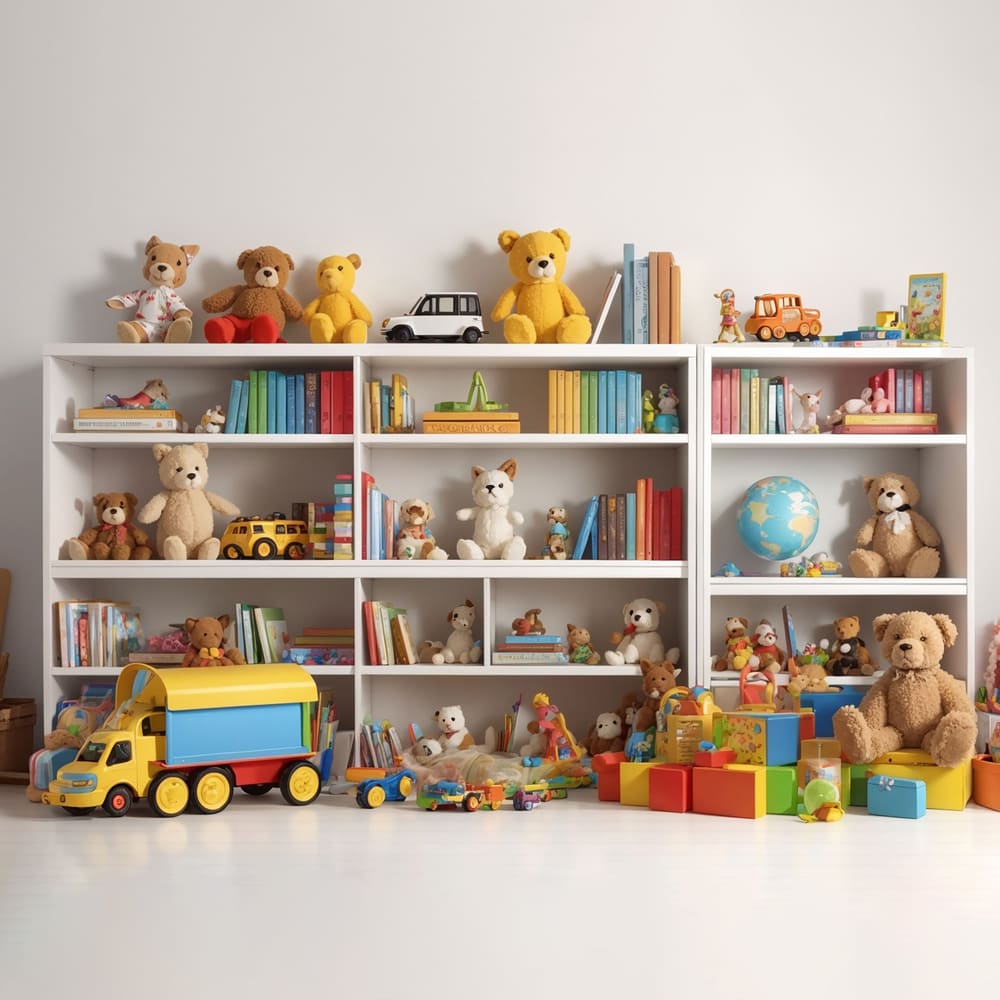 Toile de Fond d'Étagère avec Livres et Jouets pour la Rentrée Scolaire DBD7-51